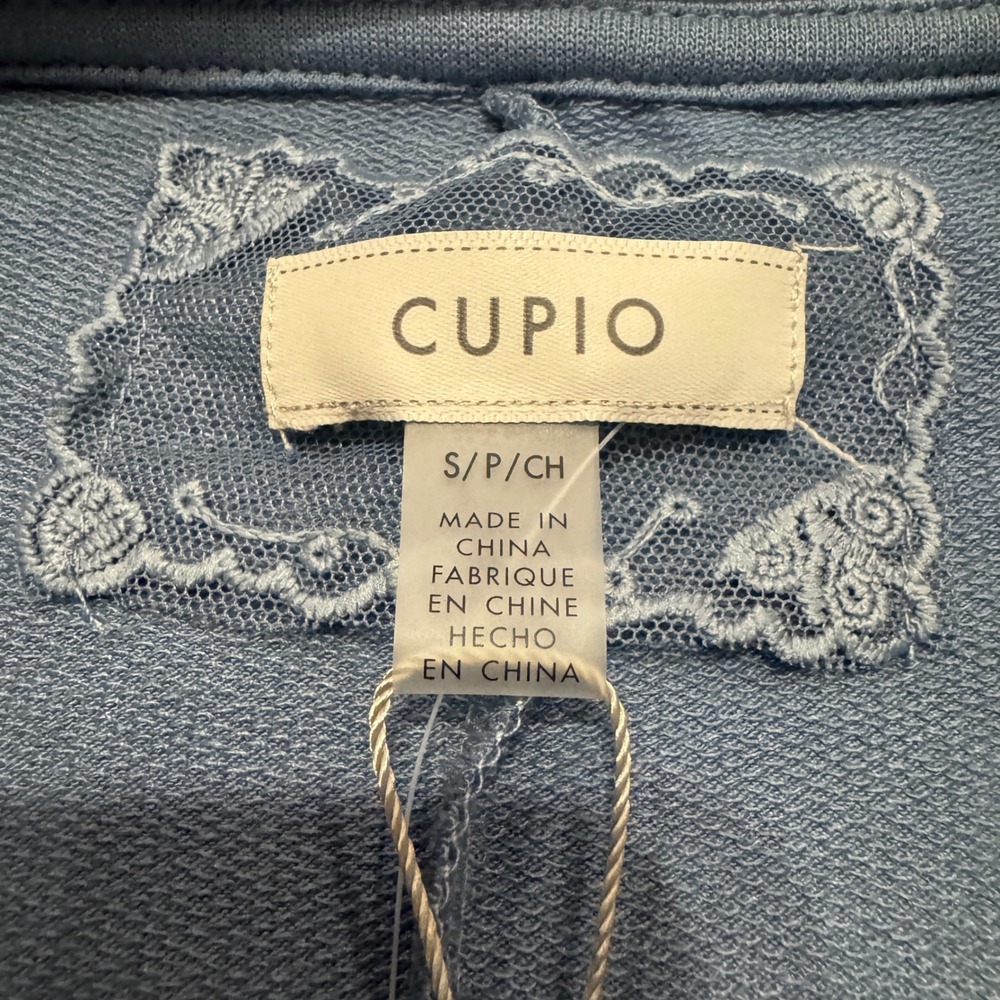 Cupio Womens Faded Denim Blue Braided Shoulder High Low Knit Top S NEW - Picture 4 of 9